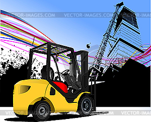 Городская композиция с грузовым подъемником - векторное изображение