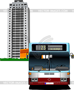 Dormitory and bus. - vector image