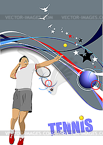 Tennis player poster - vector image