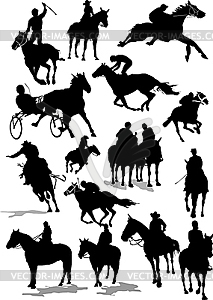 Horse racing silhouettes - vector clipart