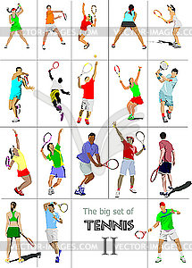 Set of tennis players - vector image