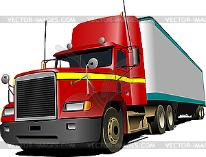 Red truck. Lorry - vector clipart