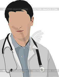 Medical doctor with stethoscope. - vector image