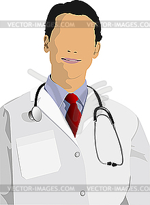 Medical doctor with stethoscope. - vector clipart