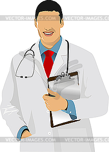 Medical doctor with stethoscope. - vector image