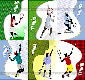 Posters with tennis player - vector clip art