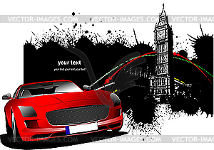 Red car in London - vector image