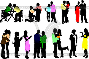 Lovers silhouettes. - vector clip art