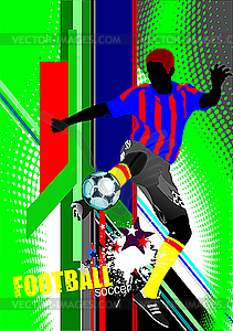 Poster with soccer player - color vector clipart