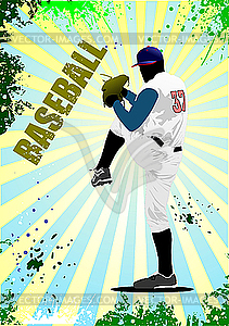 Baseball player poster - vector image