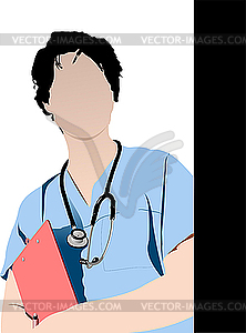 Doctor with stethoscope - vector clipart