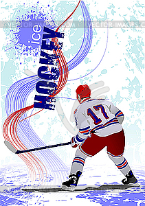 Ice hockey player poster - vector image