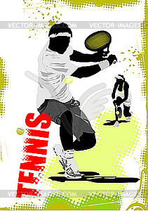 Tennis players poster - vector clipart