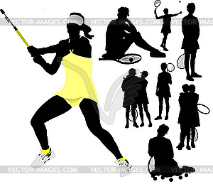 Tennis players - vector clip art