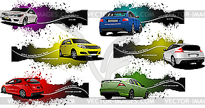 Grunge Banners with cars - vector image