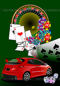 Casino and car - vector image