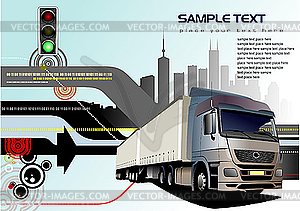 Hi-tech poster with truck - vector clipart