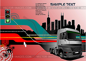 Hi-tech poster with truck - vector image