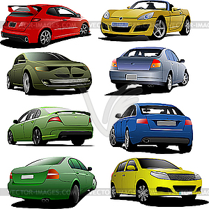 Eight cars - vector image