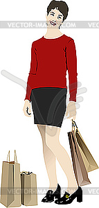 Woman with shopping bags - vector clipart