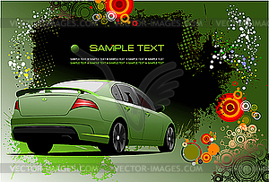 Grunge hi-tech poster with car - vector clipart