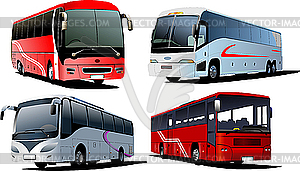 Four city buses - vector clipart