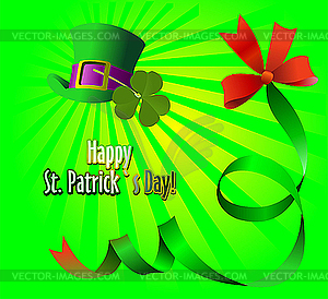 Green hat and shamrocks for St. Patrick`s Day - vector image