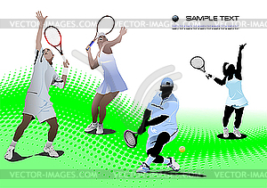 Four Tennis players. - vector clipart