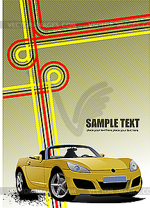 Cover for brochure with junction and yellow cabriolet Vec - vector clip art