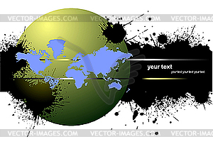 Grunge blot banner with earth - vector image