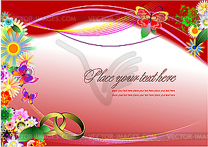 Wedding invitation on purple background - vector image