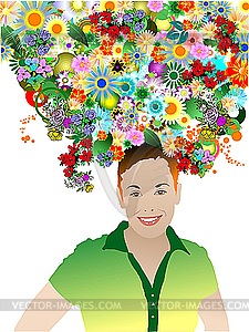 Woman with flowers - vector EPS clipart