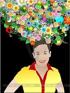 Woman with flowers - vector clipart