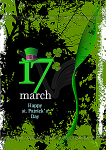 Green hat and shamrocks for St. Patrick`s Day - vector clip art