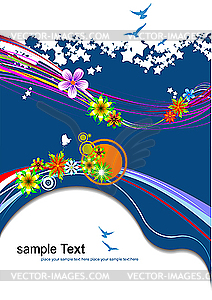 Floral summer blue background. . Invitation c - vector clip art