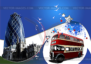 Two London on blue background. - vector clipart