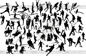 Silhouettes of sportsmen - vector clip art