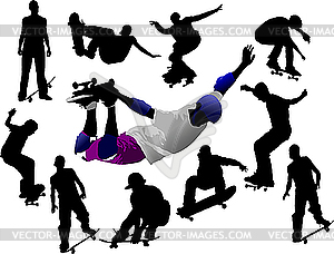 Jumping skateboarder silhouette - vector clipart