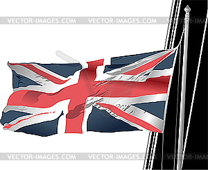 Stylish waving United Kingdom flag - vector clipart