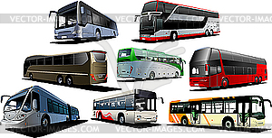 Eight kinds of buses. - vector image