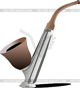 Smoking brown pipe on white. - vector clipart