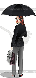 Business woman with umbrella. - vector clip art