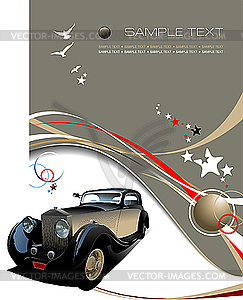 Light brown background with retro car - vector image