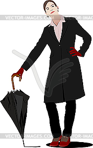 Business woman with umbrella. - vector clipart