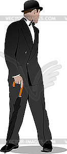 Gentleman with umbrella. - vector clipart