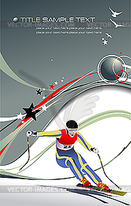 Cover for winter sport brochure with skier. - vector image