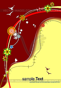 Floral red-yellow background. . Invitation ca - royalty-free vector image