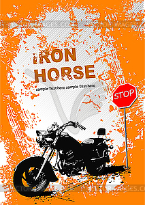 Orange gray background with motorcycle. - vector image