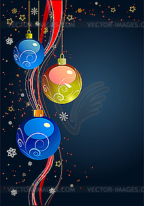 Christmas - New Year shine card with holiday balls - vector clip art