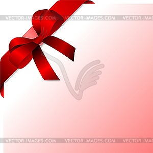 Page corner with red ribbon and bow - vector clip art